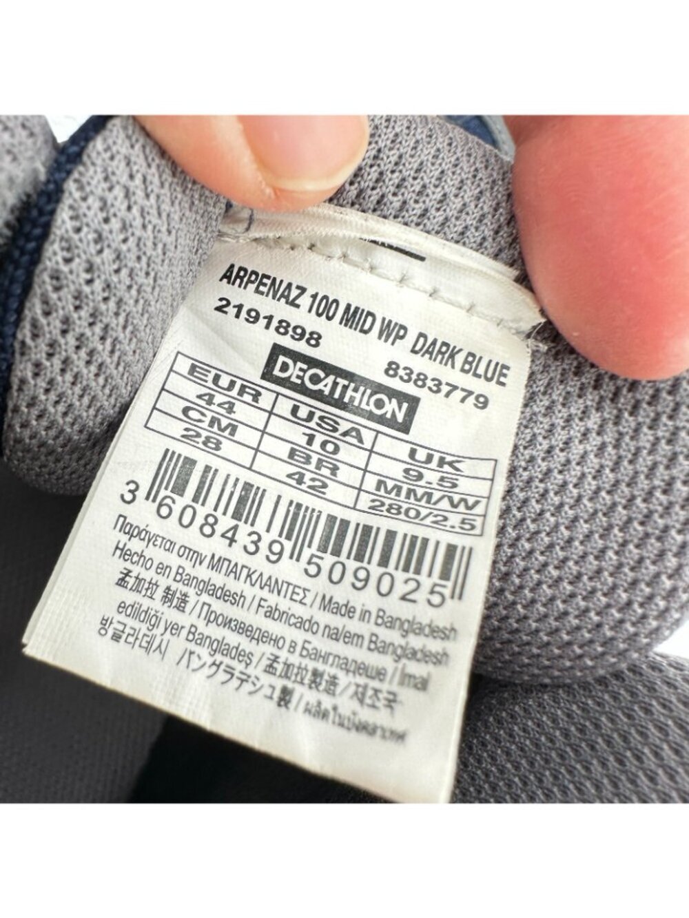 Quechua Arpenaz 100 MID WP Men Size 10 Dark Blue Waterproof Hiking Shoes - Picture 10 of 12